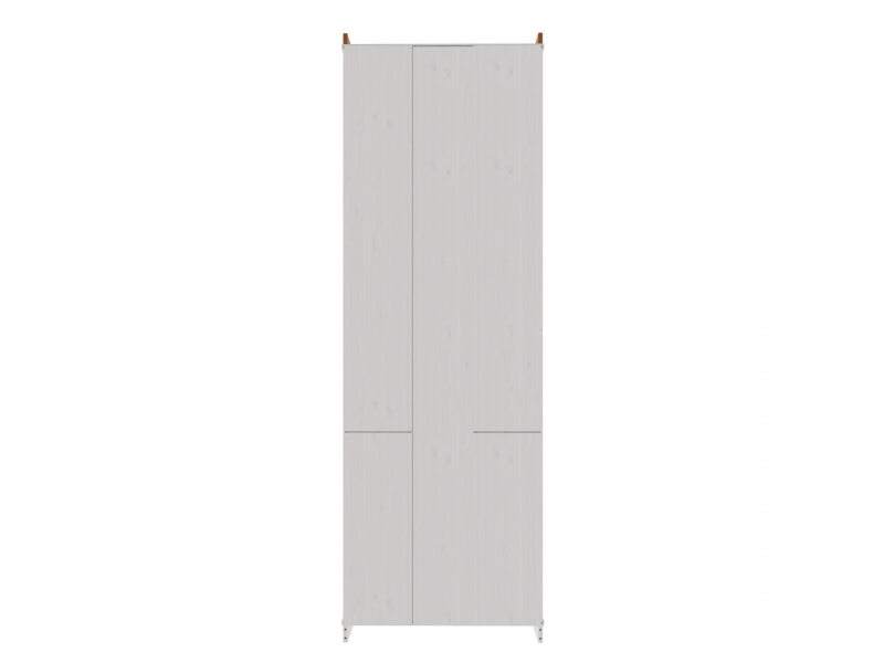 Estante Biblioteca 220 cm com duas portas de madeira e duas portas de vidro na cor branco lavado e mel | Coleção Biblioteca